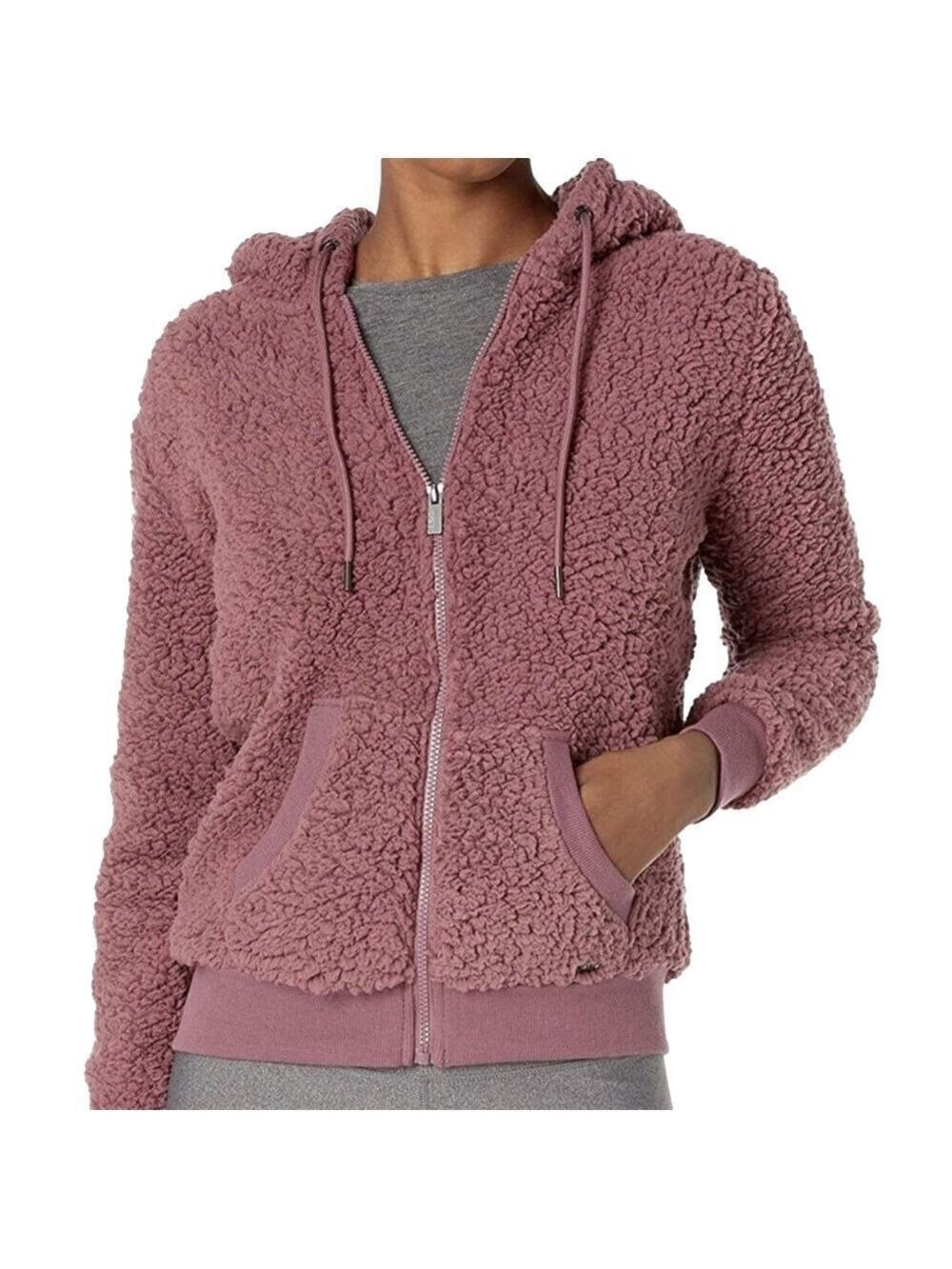 NWT Marc New York Teddy Fleece Zip Hooded Jacket Sz M Light Pink